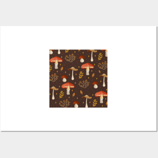 Mushrooms pattern Posters and Art